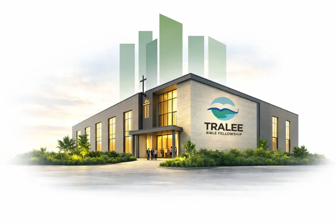 Early conceptual rendering of the proposed Tralee Bible Fellowship church building
